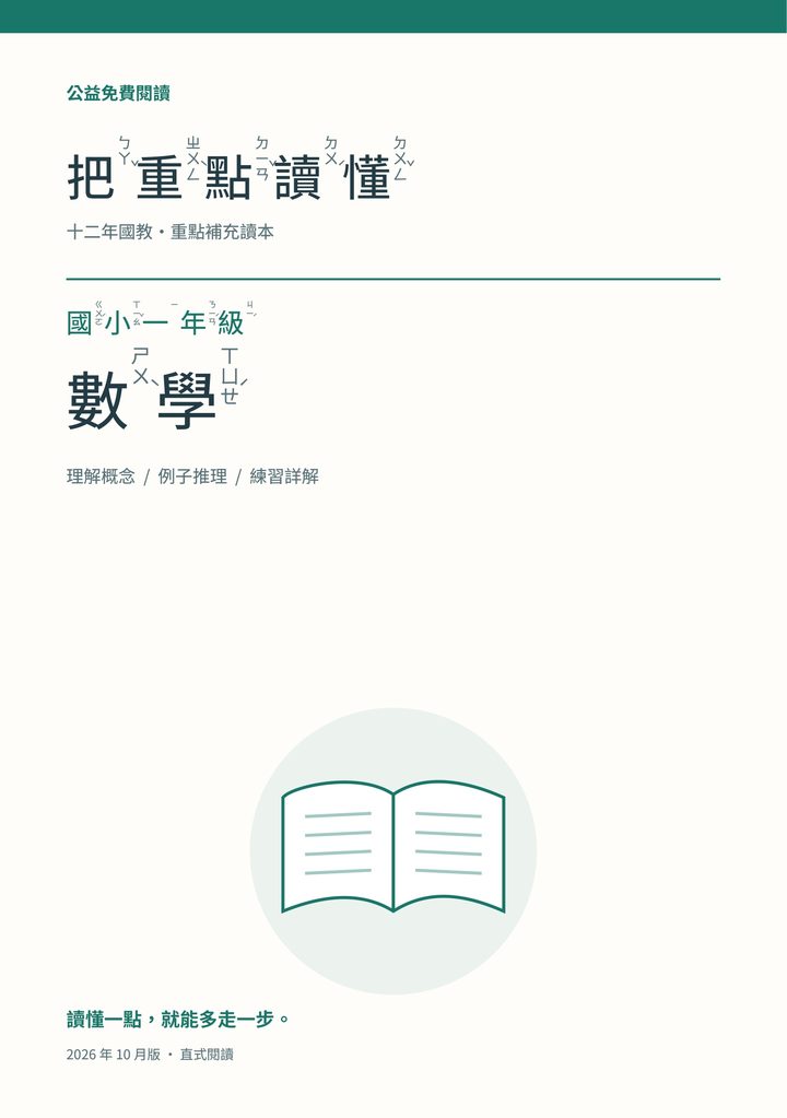 《把重點讀懂：國小一年級數學重點補充讀本》完整封面