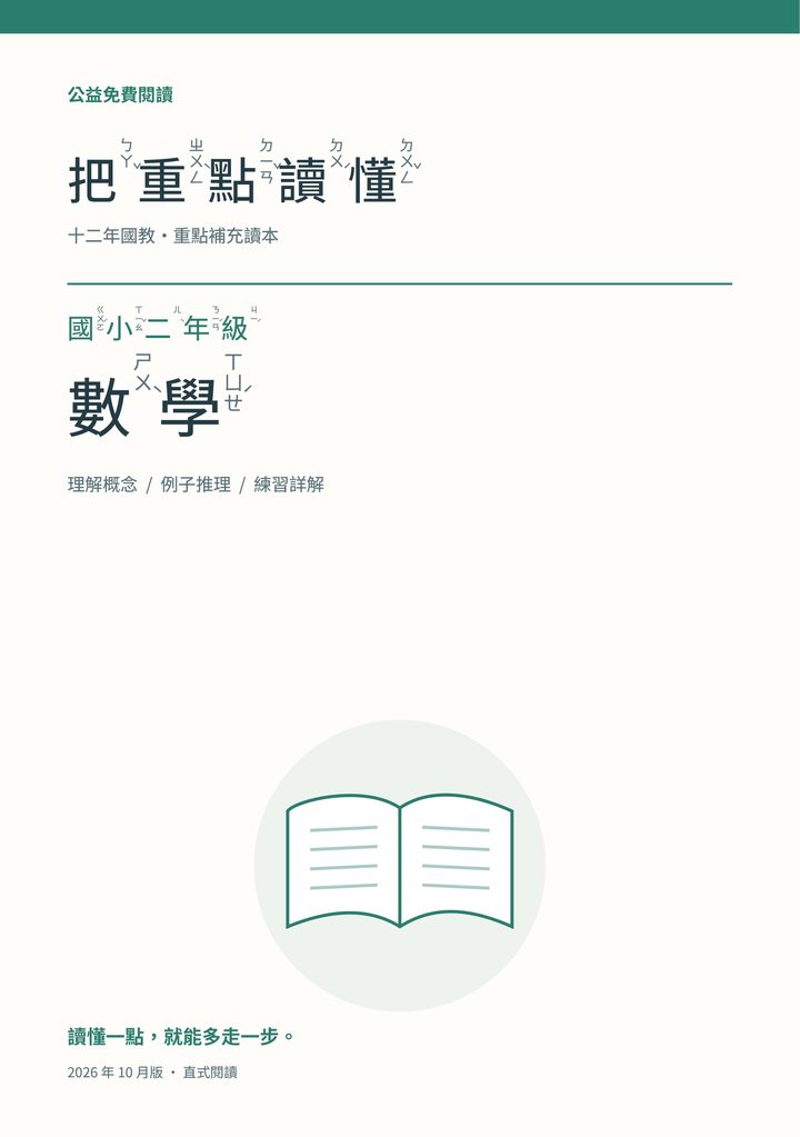 《把重點讀懂：國小二年級數學重點補充讀本》完整封面