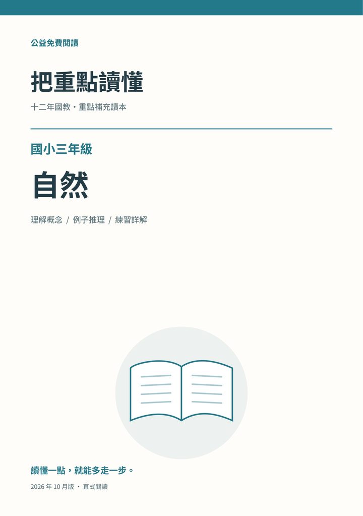 《把重點讀懂：國小三年級自然重點補充讀本》完整封面