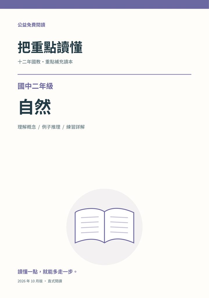 《把重點讀懂:國中二年級自然重點補充讀本》完整封面